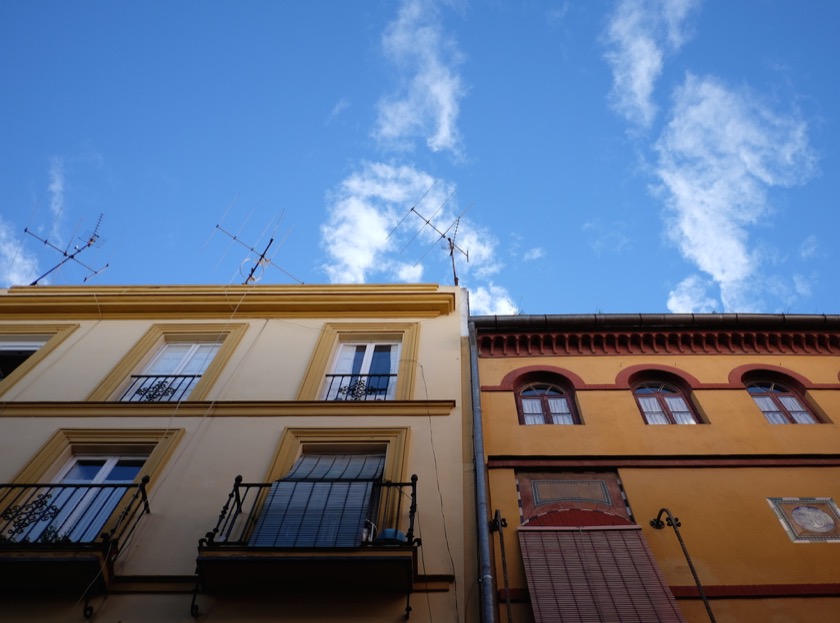 Looking up on the streets of Sevilla in southern Spain.