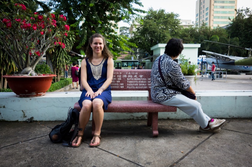 Rachael and some lady at the War Remnants Museum in Ho Chi Minh City