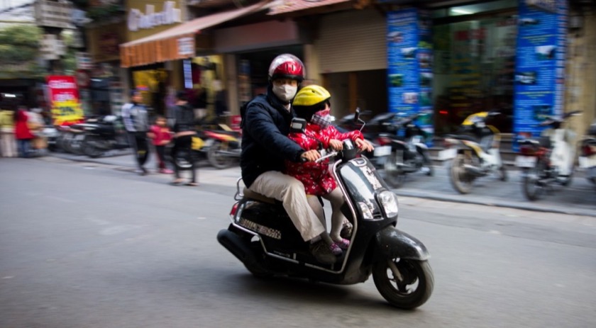 Motorbikes were everywhere. Fortunately, so were helmets.