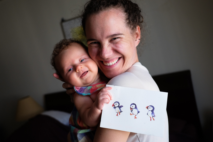 rachael and idara at three months