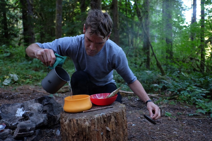 Ryan preparing oatmeal for breakfast.