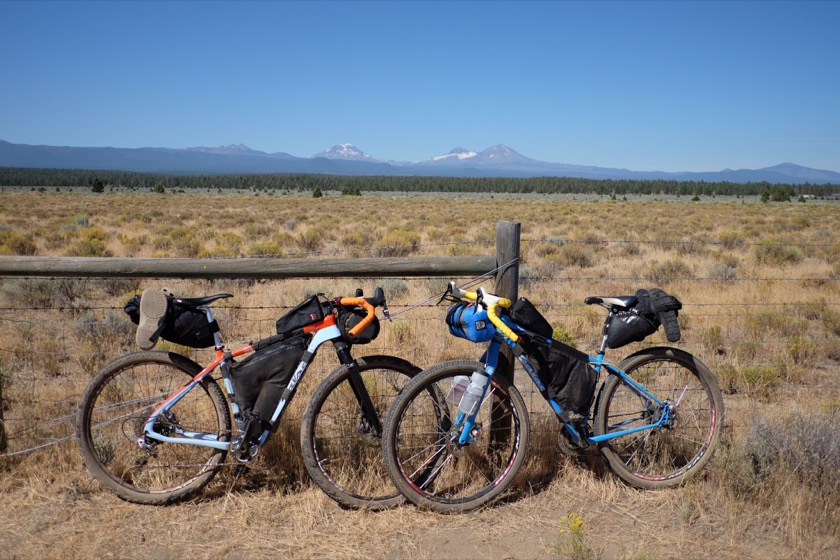 We were on Highway 20 for about a mile, just long enough to stop at the viewpoint and get a picture with Broken Top and the Three Sisters.