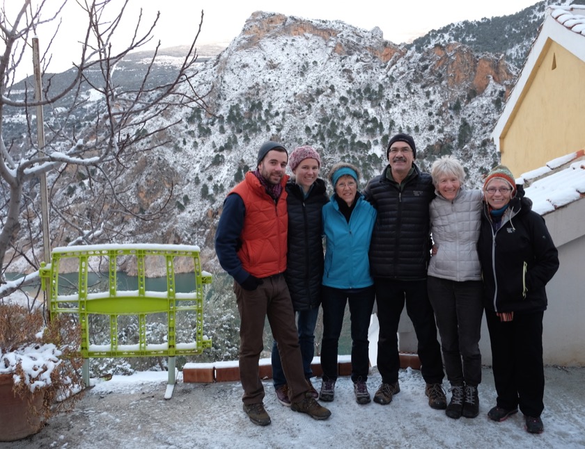 We took this just before we headed to the bus station in Granada. From the left, me, Rachael, Suellen, Gordy, Jane, and Joan.