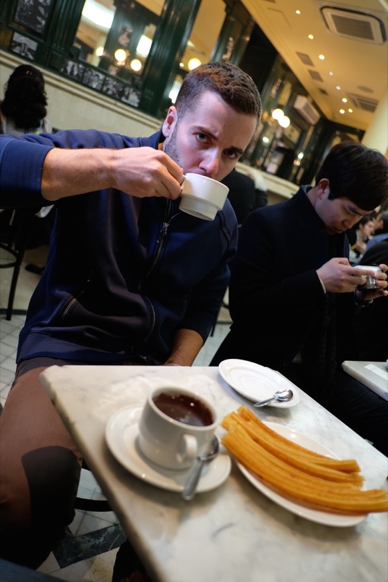 Me in Madrid, eating churros and drinking thick hot chocolate.