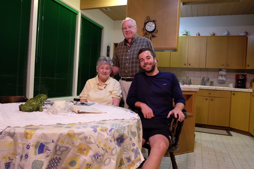 My Grandpa Bill, Grandma Nancy, and me.