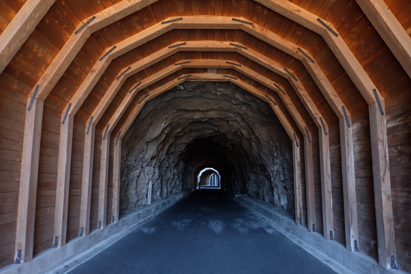 This path, which follows the old Columbia River Highway, connects Mosier to Hood River. It's totally closed to cars.